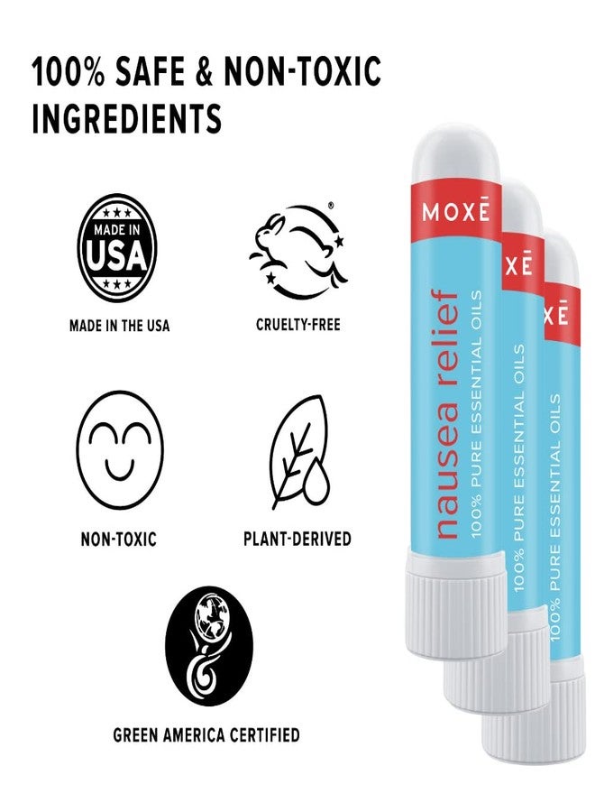 MOXE Nausea Nasal Inhaler Sticks, All Natural Essential Oil Blend, Ginger, Cardamom, Peppermint, Sweet Orange, Upset Stomach, Headaches, Easy-to-Use Portable Aromatherapy, Made in USA, 3 Pack - Image 4
